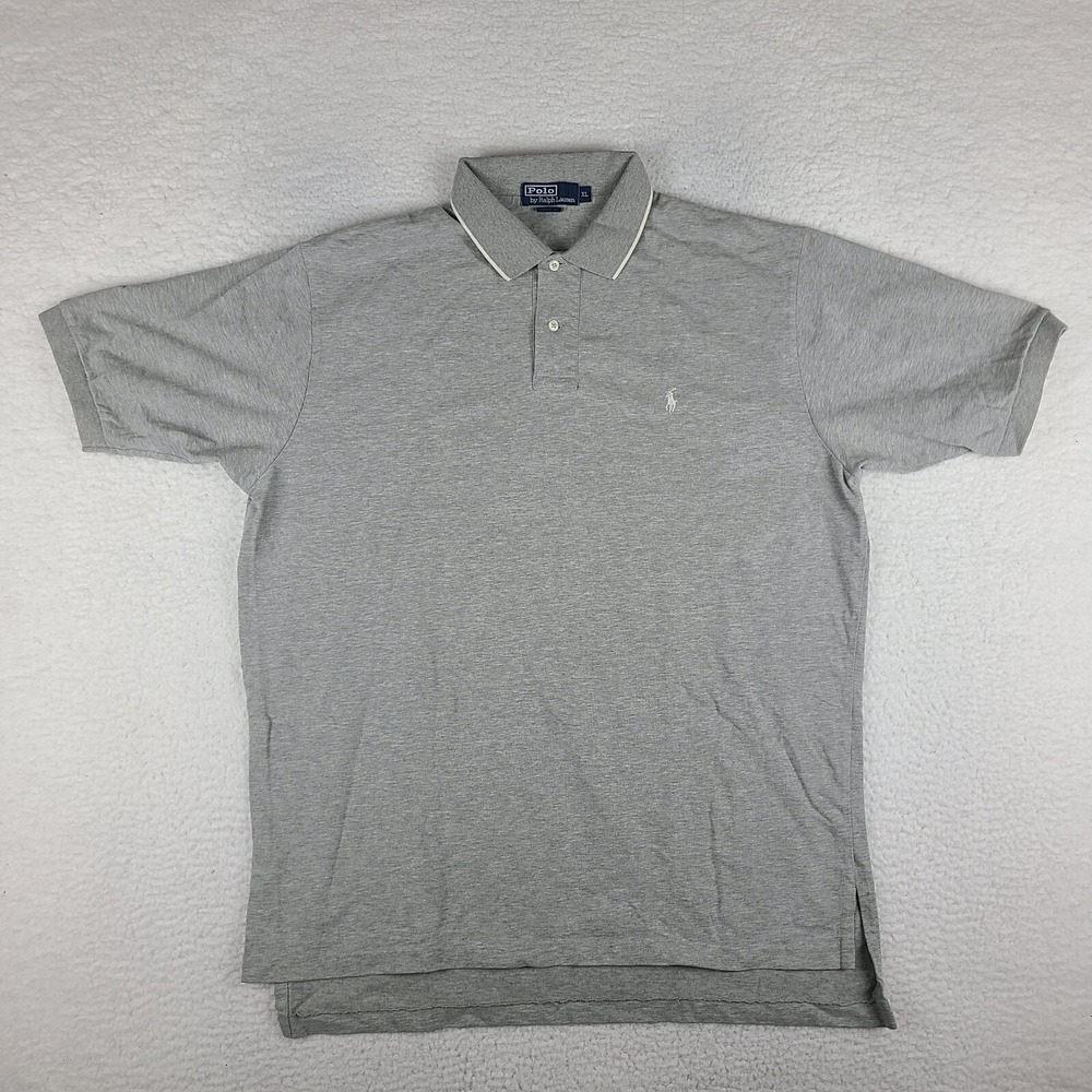Polo Ralph‎ Lauren Polo Shirt Mens XL Gray Solid Soft Performance VTG *